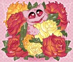 alternate_color ambiguous_gender flower heart_eyes heart_symbol plant rose_(flower) solo stippling crownedvictory nintendo pokemon bulbasaur generation_1_pokemon pokemon_(species) 2021 hi_res