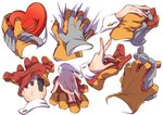 ambiguous_gender anthro clothing gloves gloves_only group hand_focus hand_holding hand_on_face handwear handwear_only heart_symbol male mostly_nude iro_gomasio mad_rat_dead nippon_ichi_software heart_(mad_rat_dead) mad_rat_(mad_rat_dead) rat_god_(mad_rat_dead) human mammal murid murine rat rodent hi_res model_sheet