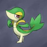 3_fingers ambiguous_gender anthro fingers green_body green_tail looking_at_viewer red_eyes side_view simple_background smile solo standing tail sealer4258 nintendo pokemon generation_5_pokemon pokemon_(species) snivy 1:1 2025 digital_media_(artwork) female_(lore)