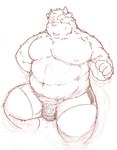 2014 anthro belly big_belly bottomwear bovid bovine cattle clothing humanoid_hands kemono male mammal moobs nipples overweight overweight_male shimm shorts simple_background sitting sketch solo
