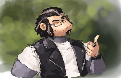 5_fingers brown_eyes clock clothing digit_ring eyewear facial_hair finger_ring fingers fur gesture glasses grey_body grey_fur greying_hair hair hand_gesture jewelry leather leather_clothing leather_topwear leather_vest male mature_male one_eye_closed pointing rectangular_glasses shirt short_hair sideburns simple_background smile solo soul_patch t-shirt topwear vest watch wink wristwatch redustheriotact clarence_(redustheriotact) haplorhine mammal monkey primate 2025 hi_res