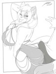 anthro big_breasts big_butt breasts bulge butt clothing duo erection erection_under_clothing female hot_dogging huge_breasts huge_butt male sex tongue tongue_out jwinkz hollow_hip_backless_chain_dress felicia_(jwinkz) domestic_cat felid feline felis mammal 2024 hi_res monochrome