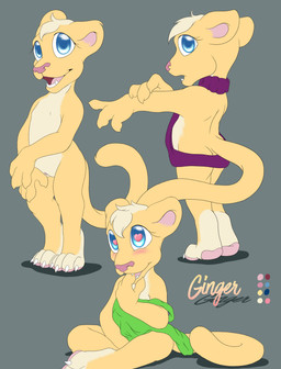 4_fingers 4_toes anthro bite blue_eyes blush butt butt_cleavage clitoris clothed clothing dress feet female finger_bite finger_in_mouth fingers fur genitals grey_background hair heart_eyes heart_symbol loli looking_at_viewer nude pink_nose self_bite simple_background sitting skimpy solo standing sweater tan_body tan_fur toes topwear virgin_killer_sweater vulva white_hair yellow_body yellow_fur young young_anthro young_female sogaroth meme_clothing ginger_(sogaroth) felid lion mammal pantherine 2017 absurd_res hi_res meme model_sheet