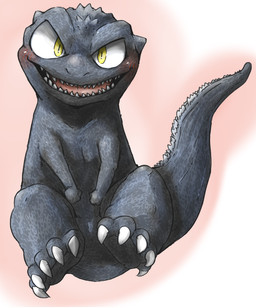 5_toes ambiguous_gender blush claws feet feral looking_at_viewer open_mouth paws simple_background smile solo tail teeth toe_claws toes yellow_eyes doneru godzilla_(series) toho godzilla kaiju reptile scalie 2015