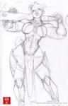 abs armor barbarian bear biceps black_and_white bottomwear breasts clothing club_(weapon) crotch_apron ear_piercing fangs female gloves handwear loincloth mammal melee_weapon monochrome muscular muscular_female nai nai-chan piercing simple_background sketch solo teeth weapon white_background wide_hips