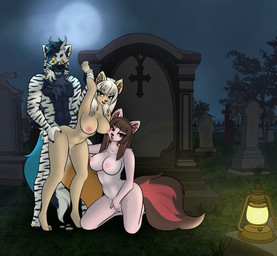 3_horns 4_toes 5_fingers anthro areola bangs big_breasts black_nose blue_body blue_claws blue_eyebrows blue_fur blue_nipples blue_stripes blue_tail blue_tongue bodily_fluids breasts brown_eyes brown_hair brown_inner_ear_fluff brown_nose brown_pupils brown_tail cemetery chest_tuft circle_eyebrows claws cloud cum cum_from_vagina cum_in_vagina cum_inside cum_pooling curvy_figure drooling ear_piercing ear_ring eyebrows eyelashes eyelashes_through_hair fangs feet female fence finger_claws fingers fluffy fluffy_tail fur genital_fluids genitals grass green_eyes grey_body grey_fur grey_horn grey_lips group hair half-closed_eyes hand_on_hip holding_wrist horn hourglass_figure inner_ear_fluff kneeling kneeling_on_ground lamp lantern leaning leaning_forward lidded_eyes light lips long_hair long_tail looking_at_viewer looking_pleasured male male/female masturbation mausoleum moon multi_horn multicolored_hair multicolored_tail narrowed_eyes navel night nipples nude nude_anthro nude_female nude_male open_mouth open_smile orange_eyes outside paws pecs piercing pink_areola pink_nipples plant pupils red_claws red_hair red_inner_ear_fluff red_mouth red_tongue ring_piercing saliva saliva_on_face saliva_on_nipples sex short_hair smile smiling_at_viewer standing standing_sex stripes tail tan_body tan_fur tan_hair teeth thick_bottom_lip toe_claws toes tombstone tongue translucent translucent_hair tree trio tuft two_tone_hair vaginal vaginal_fluids vaginal_masturbation vulva white_body white_fur evilangel_art mythology annie_(evilangel_art) chi_chi_(slasherart) dexter_(dexxy~) canid canine canis dragon hybrid hyena mammal mythological_creature mythological_scalie scalie striped_hyena wolf 2024 colored digital_drawing_(artwork) digital_media_(artwork) hi_res lighting shaded