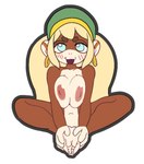 anthro beanie blush blush_lines breast_squish breasts clothing ear_piercing ear_ring eyebrows feet female foot_grab hair hat headgear headwear navel nipples piercing ring_piercing solo squish monkibonk donkey_kong_(series) nintendo tiny_kong haplorhine mammal monkey primate hi_res