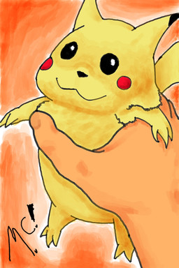 ambiguous_gender being_held feral fluffy humanoid_hands male orange_background red_cheeks simple_background solo yellow_body marthan_crowl_(artist) game_freak nintendo pokemon generation_1_pokemon human mammal murid murine pikachu pokemon_(species) rat rodent 2:3 digital_media_(artwork) hi_res meme
