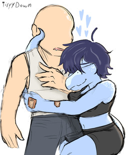 anthro bald band-aid bandage biped black_bottomwear black_bra black_clothing black_shorts black_underwear blue_body blue_scales bottomwear bra breasts clothed clothed_anthro clothed_female clothed_human clothed_male clothing cuddling duo eyes_closed female fingers grey_bottomwear grey_clothing grey_pants hair happy heart_symbol human_on_anthro humanoid_hands interspecies lying male male/female medium_breasts navel non-mammal_breasts on_back on_side pants purple_hair romantic romantic_couple scales shirt short_hair shorts simple_background sleeping tail_around_partner tank_top text topwear underwear white_background white_clothing white_shirt white_tank_top white_topwear tippydown cavemanon_studios snoot_game anon_(snoot_game) nova_(snoot_game) baryonyx dinosaur human mammal prehistoric_species reptile scalie spinosaurid theropod artist_name colored hi_res shaded sketch
