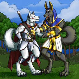 anthro anubis armor black_fur cybercat deity duo fur lady-cybercat male perky_ears red_eyes redmight white_fur
Rating: Safe
Score: 5
User: Munkelzahn
Date: May 30, 2013