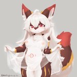 4_fingers ahoge anthro areola arm_markings belly belly_markings big_ears big_tail biped black_nose blush breasts brown_body brown_ears brown_fur chest_tuft claws clothed clothing clothing_lift countershade_face countershade_fur countershade_legs countershade_torso countershading cute_fangs dipstick_ears dipstick_tail dress dress_lift ear_markings fangs female female_anthro finger_claws fingerpads fingers fluffy fluffy_tail front_view fur gloves_(marking) grey_background hair ineffective_clothing inner_ear_fluff innie_vulva kemono leg_markings long_hair looking_at_viewer markings medium_breasts monotone_hair multicolored_body multicolored_ears multicolored_fur multicolored_tail navel nipples no_underwear pawpads pink_areola pink_markings pink_nipples pink_pawpads red_body red_ear_tips red_ears red_eyes red_fur red_tail red_tail_tip simple_background smile snaggle_teeth snaggle_tooth solo standing tail tail_markings teeth thick_tail translucent translucent_clothing translucent_dress tuft white_body white_claws white_clothing white_countershading white_dress white_hair white_inner_ear white_inner_ear_fluff yellow_body yellow_fur yellow_markings shiokisylvia canid canine fox mammal 1:1 2025 absurd_res colored dated digital_media_(artwork) digital_painting_(artwork) hi_res painting_(artwork) portrait shaded three-quarter_portrait