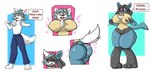 anthro big_breasts big_butt black_body black_fur black_hair blue_body blue_fur blue_hair breast_growth breasts butt butt_expansion chest_spike confusion dialogue expansion female fur gender_transformation growth hair hand_on_breast hand_spike male mtf_transformation solo species_transformation speech_bubble spikes spikes_(anatomy) surprised_expression tail tail_transformation text thick_thighs transformation white_body white_fur yellow_body yellow_fur quickcast nintendo pokemon canid canine fox generation_4_pokemon lucario mammal pokemon_(species) absurd_res colored english_text hi_res sequence