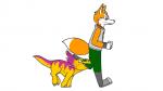 anthro boots clothing duo feral footwear male running shoes simple_background white_background secretstabby nintendo star_fox fox_mccloud prince_tricky canid canine dinosaur fox mammal prehistoric_species reptile scalie 16:9 2d_animation animated short_playtime widescreen