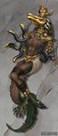 anthro arms_tied bound crocodile_mask decorative_scarab egyptian ge gold_(metal) legs_tied male marble mask solo tickling belgefor precious arthropod beetle dung_beetle gecko insect lizard reptile sacred_scarab scalie scarabaeid snake absurd_res hi_res