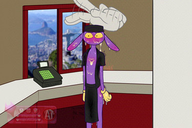 after_sex anthro anthro_focus apron black_apron black_clothing black_eyes black_shirt black_topwear blush bodily_fluids cash_register clothed clothing cum cum_covered cum_from_ass cum_in_ass cum_inside cum_on_belly cum_on_body cum_on_chest cum_on_face cum_on_leg cum_string disembodied_hand drooping_ears duo genital_fluids gloves handwear headpat male male_focus messy motion_lines mouthless open_clothing open_shirt open_topwear pantsless shaking shirt solo_focus topwear trembling yellow_clothing yellow_gloves yellow_handwear yellow_sclera notsafewolffa glitch_productions the_amazing_digital_circus jax_(tadc) lagomorph leporid mammal rabbit 3:2 hi_res