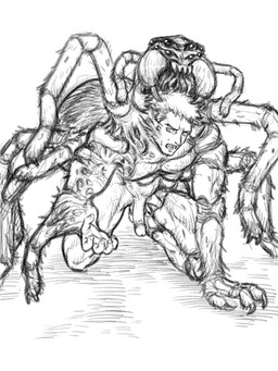bodily_fluids captured claws duo erection feral forced fusion genitals human_to_humanoid humanoid_genitalia kneeling male male/male merging mid_transformation nude rape sex sharp_teeth simple_background species_transformation sweat teeth transformation cidius alien arachnid arthropod human mammal spider 3:4 monochrome