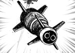 >:3 aircraft airplane alternate_form alternate_species ambiguous_gender humor jet machine midair missile motion_lines null screen screen_face simple_background vehicle white_background hladilnik pudu_robotics bellabot dire_machine living_machine living_missile robot 2023 black_and_white hatching_(art) hi_res monochrome shaded