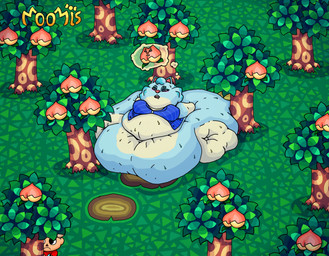 anthro belly big_belly big_butt bodily_fluids butt chibi clothed clothing day dress duo female food forest fruit grass huge_belly huge_butt hyper hyper_belly hyper_butt immobile morbidly_obese morbidly_obese_female obese obese_anthro obese_female overweight overweight_anthro overweight_female peach_(fruit) plant sweat tree weight_gain moomis animal_crossing nintendo villager_(animal_crossing) whitney_(animal_crossing) canid canine canis humanoid mammal wolf absurd_res hi_res sequence