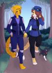 ambiguous_gender anthro duo female forest plant tree young young_anthro strawberryneko cheetah felid feline mammal hi_res