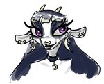 big_eyes collar ear_piercing ear_stud facial_piercing female horn moon nose_piercing painting piercing purple_eyes septum_piercing simple_background solo star white_background chotch.ke gala_succulactis bovid bovine cattle mammal bust_portrait portrait