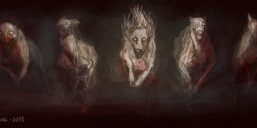 dark empty_eyes feral fog group moody running shadow simple_background white_eyes velannal canid canine canis domestic_dog mammal 2013 sketch