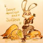 anthro clothed clothing duo female male saritaaaaaaa82 disney zootopia judy_hopps nick_wilde canid canine fox lagomorph leporid mammal rabbit red_fox true_fox 1:1 2017