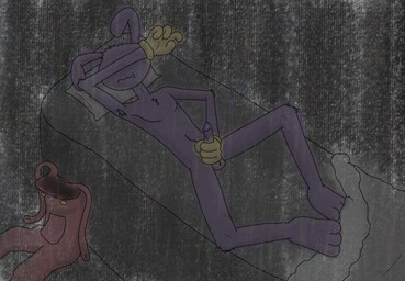 3_toes 4_fingers anthro arm_over_eyes arm_tuft armpit_hair armpit_tuft ball_tuft balls bed bedding blanket body_hair chest_tuft clothes_on_floor clothing covering covering_eyes covering_face elbow_tuft embarrassed embarrassed_expression erection feet fingers fur furniture genitals glans gloves gloves_only handwear handwear_only knee_tuft leg_tuft long_ears lying lying_on_bed male masturbation mostly_nude nude_anthro on_back on_bed overalls penis pillow purple_body purple_fur solo toes tuft broto_faggins glitch_productions the_amazing_digital_circus jax_(tadc) lagomorph leporid mammal rabbit hi_res