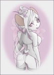 anthro armwear breasts butt clothed clothing corset elbow_gloves female gloves handwear legwear lingerie red_eyes side_boob simple_background skimpy solo stockings topwear coffinberry eve_(coffinberry) mammal mouse murid murine rodent