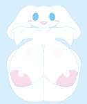 anthro big_breasts big_butt blue_background blue_eyes breasts butt crossgender female fur huge_breasts hyper hyper_breasts long_ears looking_at_viewer mtf_crossgender nude simple_background solo white_body white_fur tha_randomu cinnamoroll sanrio cinnamon_(cinnamoroll) canid canine canis domestic_dog mammal hi_res