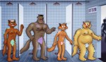 anthro blonde_hair blush body_hair bubble censored_genitalia censored_penis chest_hair communal_shower convenient_censorship dare embarrassed group gym hair humiliation locker_room male muscular muscular_male nervous nipples overweight overweight_male shower skinny skinny_male soap_bubbles stripes suds weight_difference wide_hips smallfryspy hanna-barbera swat_kats chance_furlong commander_feral jake_clawson lt._commander_steel domestic_cat felid feline felis mammal absurd_res censored hi_res