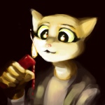 anthro candle female fire melting mesmerized solo unknown_artist microsoft prequel_adventure the_elder_scrolls katia_managan felid khajiit mammal 1:1