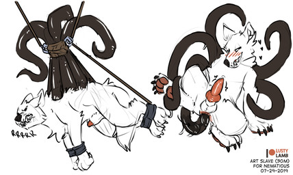 4_toes anal anal_masturbation anal_penetration angry animal_genitalia animal_penis ankle_cuffs anthro anthro_penetrated anus autopenetration back_tentacles bdsm bedroom_eyes biped black_nose black_tentacles blush bondage bound canine_genitalia canine_penis claws cuff_(restraint) erection feet fur genitals grin growling half-closed_eyes handcuffs heart_symbol hindpaw inner_ear_fluff knot male male_penetrated masturbation metal_cuffs motion_lines narrowed_eyes patreon_logo patreon_username pawpads paws penetration penis penis_tip pink_pawpads pink_penis presenting presenting_penis reclining restraints rope rope_bondage seductive semi-anthro shackles sheath simple_background smile solo spread_legs spreading suspension suspension_bondage teeth tentacles text throbbing toe_claws toes tuft white_background white_body white_fur conditional_dnp lustylamb patreon canid canine canis domestic_dog mammal 2019 absurd_res dated english_text hi_res multiple_images watermark