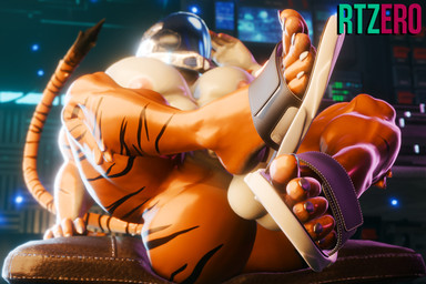 anthro armor balls big_butt big_feet big_muscles big_pecs butt claws clothing crossed_legs feet foot_focus footwear genitals headgear helmet humanoid_feet lying male muscular muscular_male nude_male on_back pecs plantigrade sandals shoes solo space_helmet toe_claws rtzero halo_(series) microsoft xbox_game_studios clayton_(rtzero) alien bengal_tiger felid mammal pantherine tiger 3:2 3d_(artwork) digital_media_(artwork) hi_res