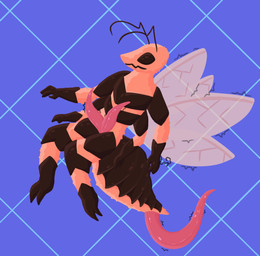 2_penises 2_toes 3_fingers 4_arms animal_genitalia animal_penis antennae_(anatomy) anthro arthropod_abdomen arthropod_abdomen_genitalia arthropod_abdomen_penis claws feet fingers fuzzy genitals hemipenes male motion_lines multi_arm multi_genitalia multi_limb multi_penis orange_body penis simple_background solo tapering_penis toes wings crystalinespider arthropod hymenopteran insect wasp digital_media_(artwork)
