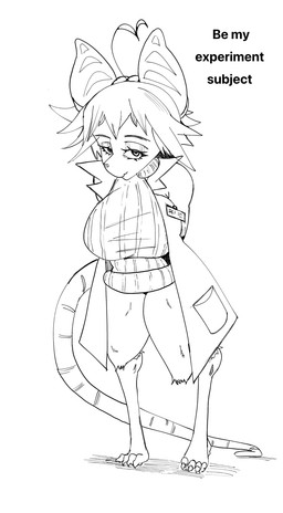 anthro big_breasts breasts clothing coat female holidays huge_breasts lab_coat solo text topwear duplicatename valentine's_day dr._matilda_vickers mammal murid murine rat rodent english_text hi_res monochrome sketch