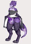 anthro balls biped clothed clothing crossdressing eyewear femboy genitals glasses horn legwear maid_uniform male penis purple_body purple_penis purple_scales scales solo stockings tail tapering_penis thick_thighs uniform miphassl purple_lust_(2dt) kobold reptile scalie absurd_res hi_res