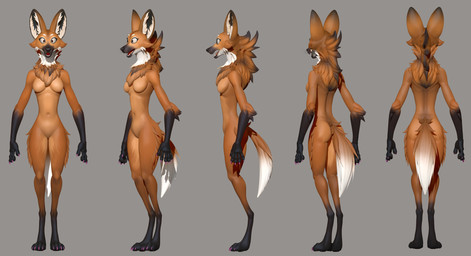 anthro breasts featureless_breasts featureless_crotch female medium_breasts solo turnaround manuel_de_jorge canid canine mammal maned_wolf 3d_(artwork) digital_media_(artwork) hi_res