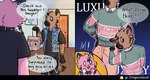 anthro coontail_hair dialogue duo speech_bubble text cringecorecat domestic_cat felid feline felis hyena mammal spotted_hyena comic digital_drawing_(artwork) digital_media_(artwork) english_text hi_res