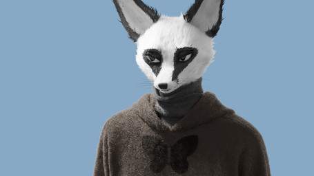 anthro clothing hoodie male simple_background solo topwear sealled canid canine fox mammal 16:9 2026 3d_(artwork) digital_media_(artwork) hi_res widescreen