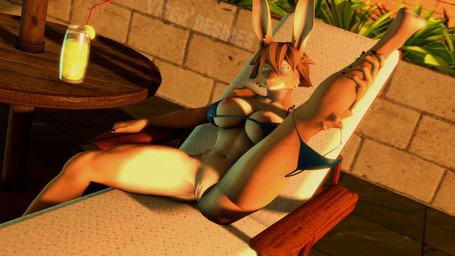 anthro areola bedroom_eyes beverage big_areola big_breasts bikini bikini_bottom_aside bikini_top_aside blue_eyes breasts brown_body brown_fur brown_hair chair claws clothed clothing curvy_figure detailed_background exposed_breasts female fingers fur furniture genitals hair half_naked long_ears looking_at_viewer lounge_chair mostly_nude multicolored_body multicolored_fur narrowed_eyes navel nipples outside partially_clothed presenting presenting_vulva raised_leg seductive short_hair smile solo sunset swimwear tan_body tan_fur text thick_thighs two-piece_swimsuit two_tone_body two_tone_fur vulva viper-desires petruz_(modeler) rabbit_(petruz) lagomorph leporid mammal rabbit 16:9 2023 3d_(artwork) artist_name digital_media_(artwork) hi_res source_filmmaker_(artwork) watermark widescreen