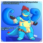 anthro blue_background flaccid foreskin genitals humanoid_genitalia humanoid_penis male penis simple_background solo text murderdroid_(artist) nintendo pokemon pokemon_mystery_dungeon spike_chunsoft croconaw_(murderdroid) fan_character croconaw generation_2_pokemon pokemon_(species) 1:1 absurd_res english_text hi_res