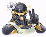 anthro gesture hand_gesture male muscular muscular_anthro muscular_male one_eye_closed solo v_sign wink lintufriikki destiny_(video_game) exo ghost_(destiny)