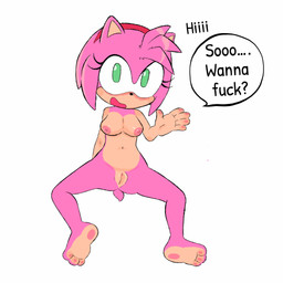 anthro aroused big_breasts blush breasts female genitals looking_at_viewer nipples nude profanity smile smiling_at_viewer solo spread_legs spreading text vulva nevita sega sonic_the_hedgehog_(series) amy_rose humanoid 1:1 absurd_res english_text hi_res