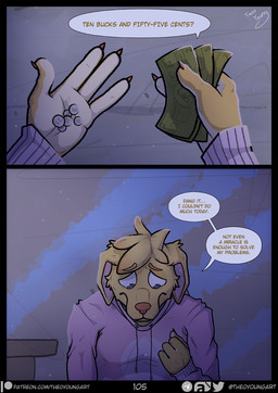 4_fingers anthro blonde_hair claws clothing dialogue fingers fur hair hoodie looking_down male male_anthro melancholy nails oversized_clothing purple_clothing sad short_hair soft_lighting solo text topwear yellow_body yellow_fur theo_young colors_(dirtypaws) bird_dog canid canine canis domestic_dog hunting_dog labrador mammal retriever comic english_text hi_res