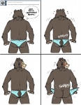 anthro artdecade ass_ripped bear blue_clothing blue_underwear blush briefs butt clothing comic dialogue embarrassed english_text looking_back male mammal nude rear_view rip sloth_bear sound_effects text torn_clothing tumblr underwear ursine wardrobe_malfunction willy_(artdecade)