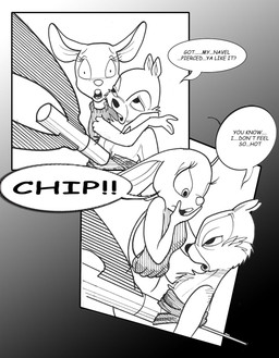 abdominal_impalement anthro breasts cheek_tuft chest_tuft clothing constricted_pupils dialogue duo facial_tuft female humor impalement male pupils sarcasm small_pupils stabbed_through sweater text topwear tuft turtleneck wince chris_fischer chip_'n_dale_rescue_rangers disney chip_(disney) gadget_hackwrench chipmunk ground_squirrel mammal mouse murid murine rodent sciurid comic english_text hi_res