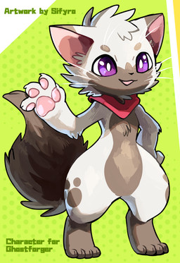 4_fingers 4_toes abstract_background ambiguous_gender anthro black_nose cheek_tuft chest_tuft circle_eyebrows claws countershade_face countershade_legs countershade_torso countershading dotted_background eyebrows facial_tuft feet fingers fluffy fluffy_tail front_view fur gesture green_background green_text grey_body grey_countershading grey_eyebrows grey_fur grey_tail hand_on_hip handpaw head_tuft iris kemono looking_at_viewer mostly_nude multicolored_body multicolored_fur open_mouth open_smile pattern_background pawpads paws pink_inner_ear pink_pawpads pointy_ears prick_ears pupils purple_eyes red_scarf scarf semi-anthro simple_background smile solo tail text toes tuft two_tone_body two_tone_fur waving whiskers white_body white_fur white_pupils blitzdrachin conditional_dnp domestic_cat felid feline felis mammal siamese_cat 2020 digital_media_(artwork) digital_painting_(artwork) english_text full-length_portrait painting_(artwork) portrait shaded signature