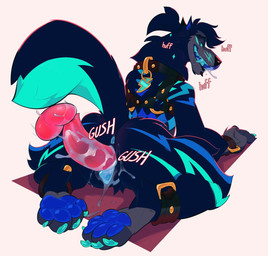 andromorph andromorph/male andromorph_anthro andromorph_penetrated anthro anthro_penetrated anus balls biped black_collar black_harness black_nose blue_anus blue_body blue_claws blue_fur blue_hair blue_insides blue_pawpads blue_teeth blue_vulva bodily_fluids breath claws collar collar_tag cum cum_in_vagina cum_inside cum_on_penis dark_body dark_fur disembodied_balls disembodied_penis dripping duo erection facial_markings feet fur genital_fluids genitals grey_body grey_face grey_fur gush_(sound_effect) hair harness head_markings hindpaw humanoid_genitalia humanoid_vulva intersex intersex/male intersex_anthro intersex_penetrated male male_penetrating male_penetrating_andromorph male_penetrating_intersex markings multicolored_body multicolored_fur panting pawpads paws penetration penile penile_penetration penis penis_in_vagina pink_balls pink_penis ponytail rear_view sex smile snout snout_markings solo_focus sweat teal_body teal_fur teeth toe_claws two_tone_tail vaginal vaginal_fluid_drip vaginal_fluids vaginal_penetration vulva igiveyoulemons canid canine canis mammal wolf 2023 digital_drawing_(artwork) digital_media_(artwork) full-length_portrait portrait trans_(lore) trans_man_(lore)