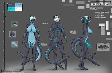 5_toes anthro balls big_breasts big_penis bioluminescence breasts circumcised claws erection feet flaccid genitals glowing glowing_genitalia herm intersex non-mammal_breasts nude penis plantigrade solo text toes vein veiny_penis vulva vxserenade ares_anuria aquatic fish requiem_shark shark tiger_shark 2015 english_text hi_res model_sheet