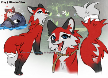 black_body black_fur black_nose blue_eyes countershading duo eyelashes feral fur heart_symbol open_mouth open_smile red_body red_fur screencap screencap_background smile text tongue tongue_out white_body white_fur hyilpi microsoft minecraft mojang xbox_game_studios vixy_(hyilpi) aquatic canid canine cephalopod coleoid decapodiform fox fox_(minecraft) mammal mollusk squid squid_(minecraft) 2022 artist_name digital_drawing_(artwork) digital_media_(artwork) flat_colors